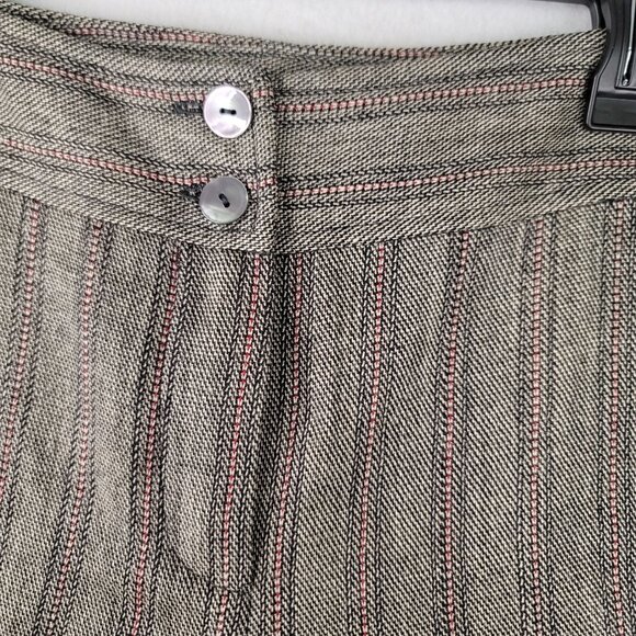 Harve Benard Lined Wool Slit Hem Cropped Pants 12 Striped Gray Professional - Picture 2 of 13
